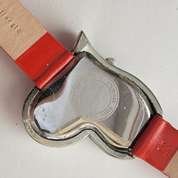 Vintage Watches Heart Crystal Watch by Hugo Red Strap Quartz Valentine Style - Picture 6 of 10